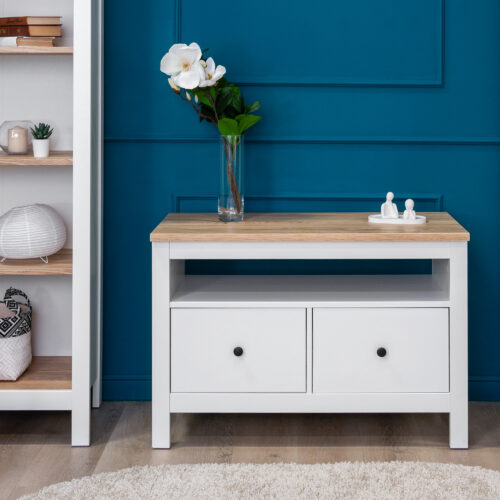 ИКЕА ХЕМНЭС / САГА тумба 2 ящика белая/ясень RU