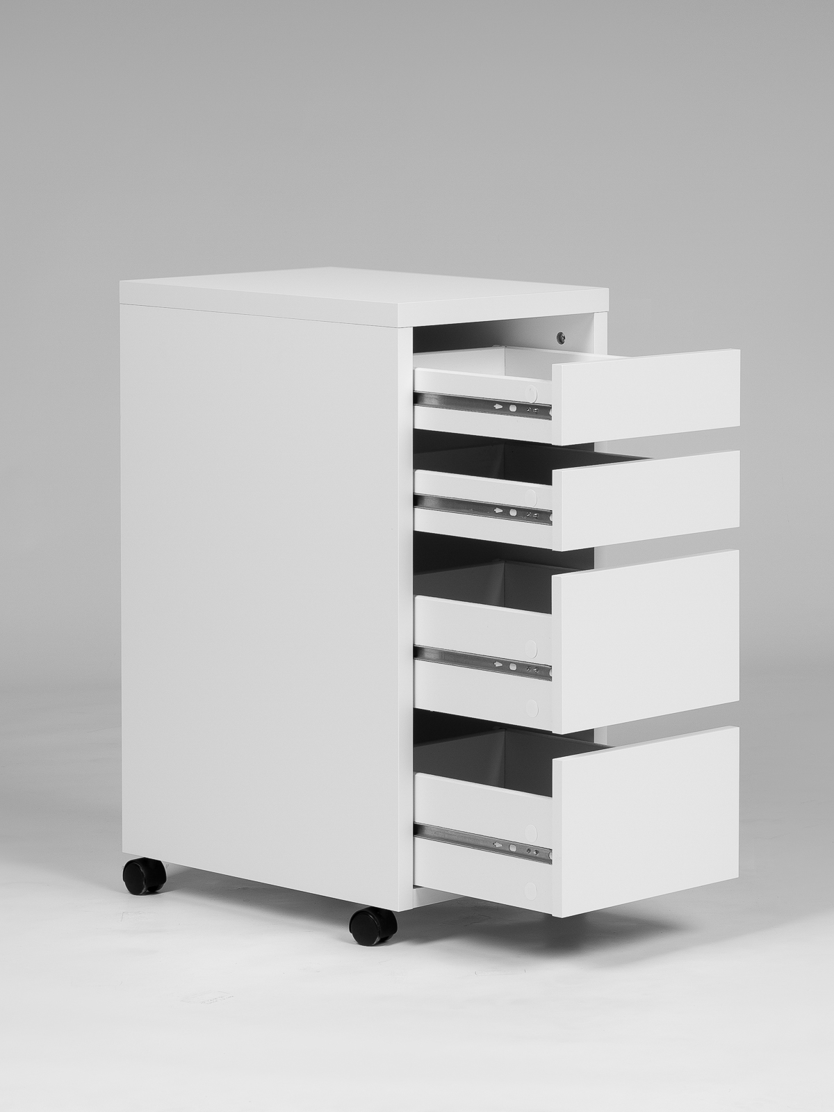 S02832 Компи 4 ящика тумба на колесиках 75x33x50, белый — изображение 3