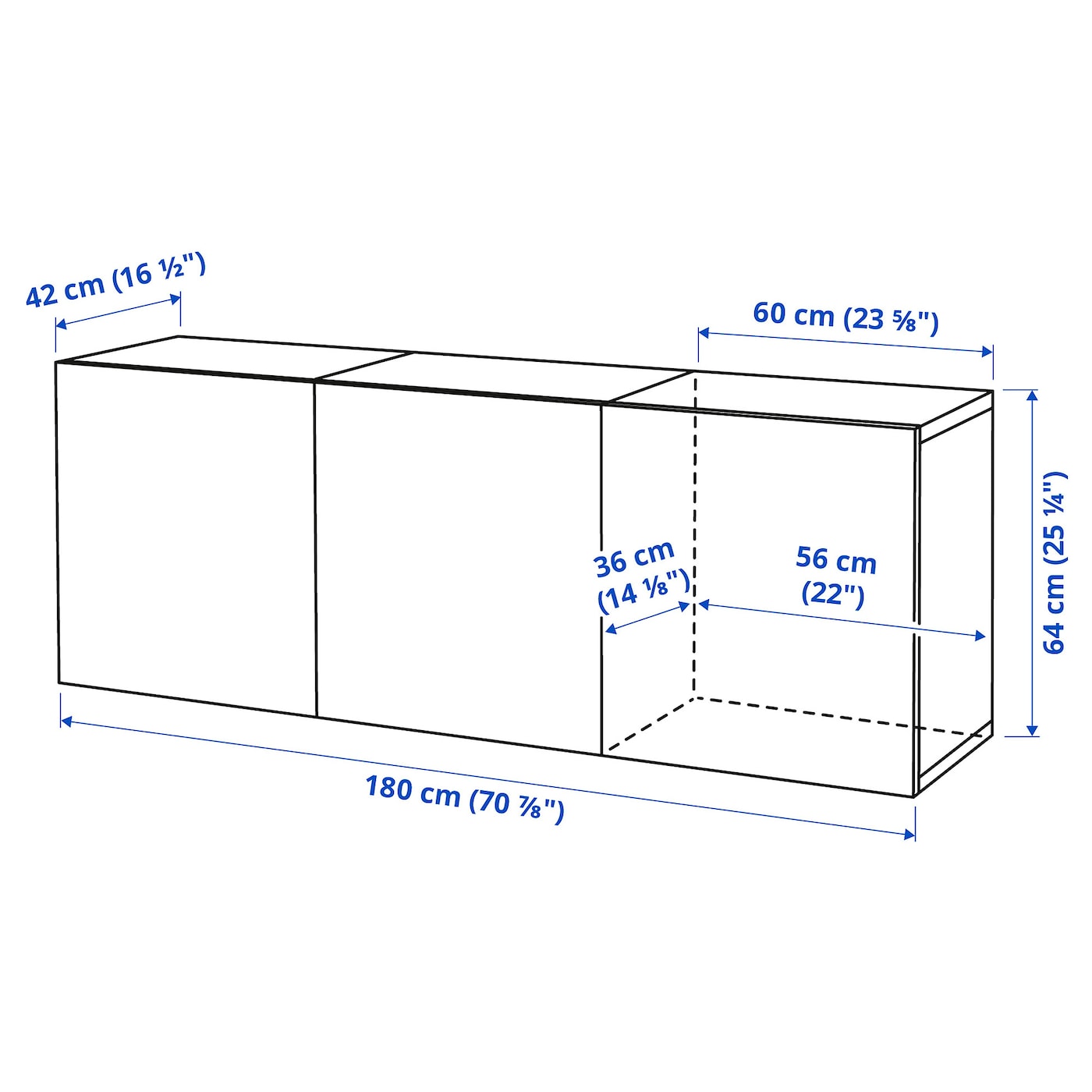 Bestå БЕСТО комбинация настенных шкафов, белый/Лаппвикен белый180x42x64 см