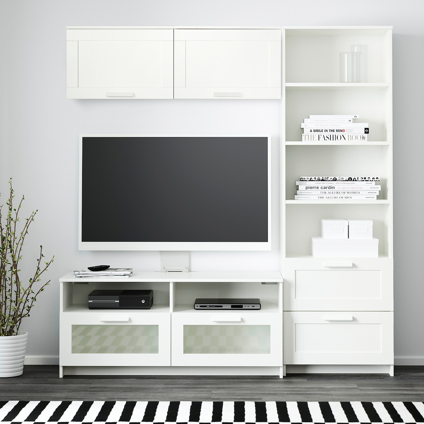 БРИМНЭС шкаф для ТВ, комбинация, белый, 258x41x190 см