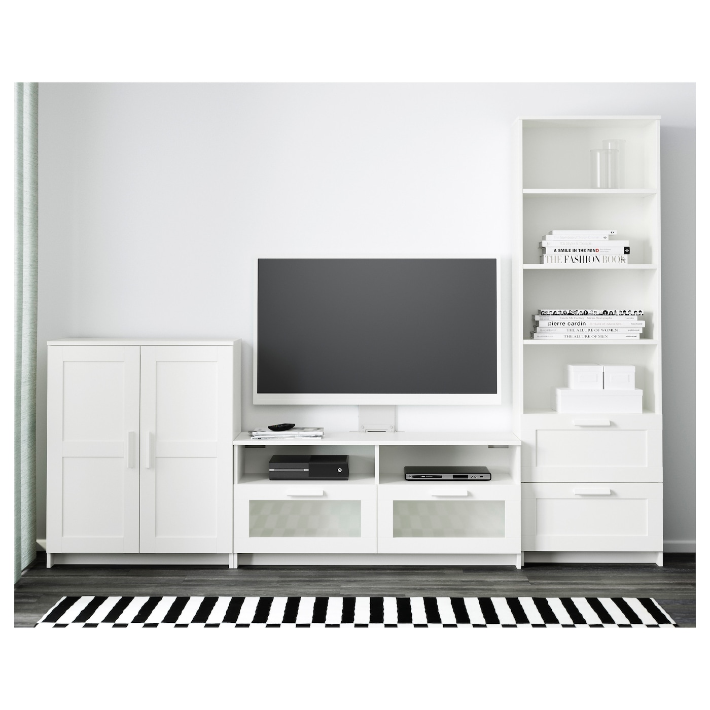 БРИМНЭС шкаф для ТВ, комбинация, белый, 258x41x190 см