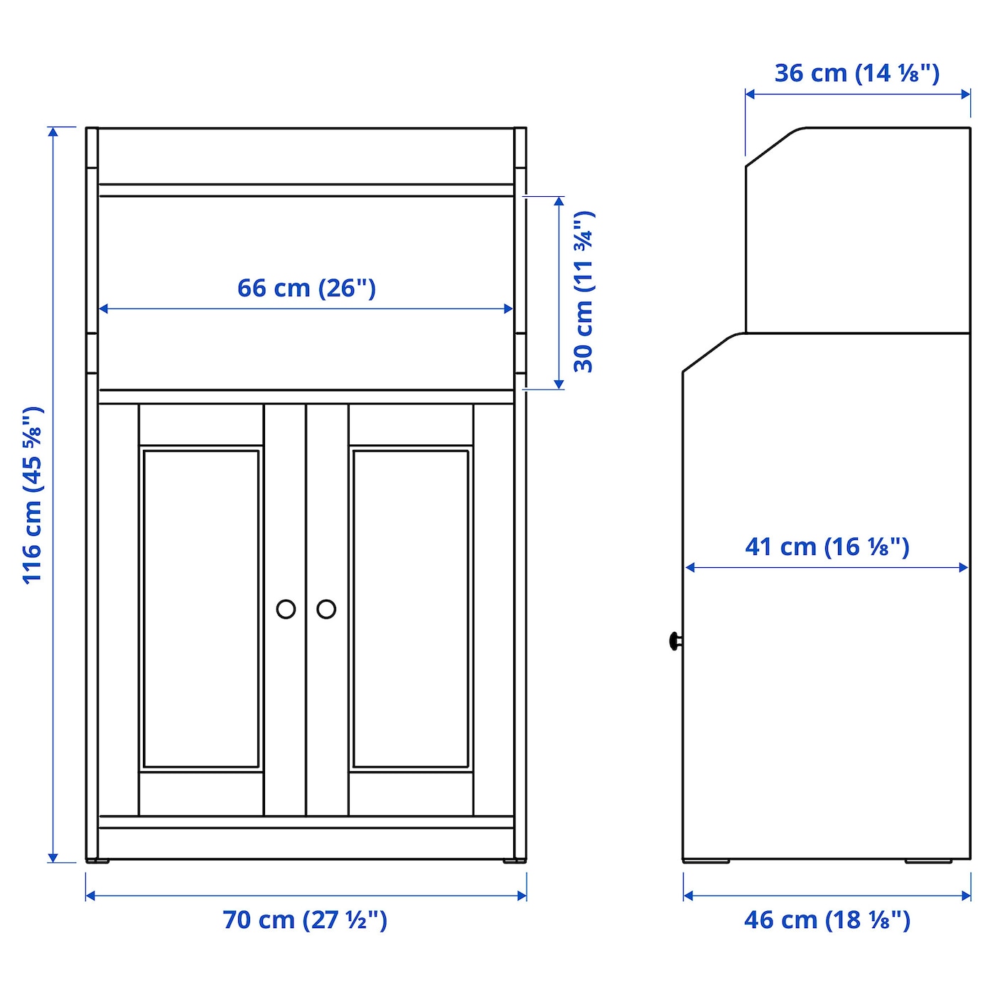 Hauga Хауга шкаф с 2 дверьми, серый70x116 см