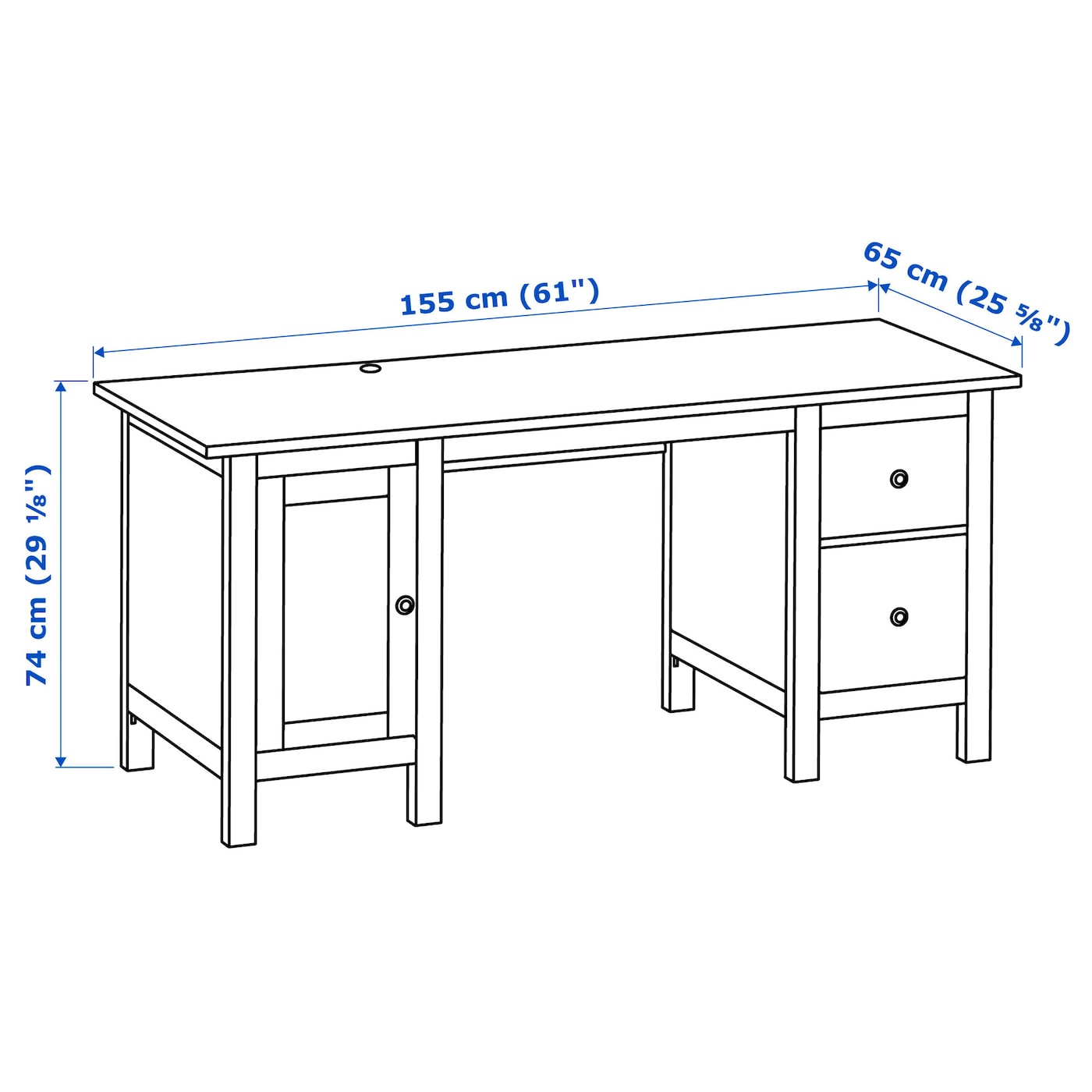 ХЕМНЭС письменный стол, белая морилка155x65 см