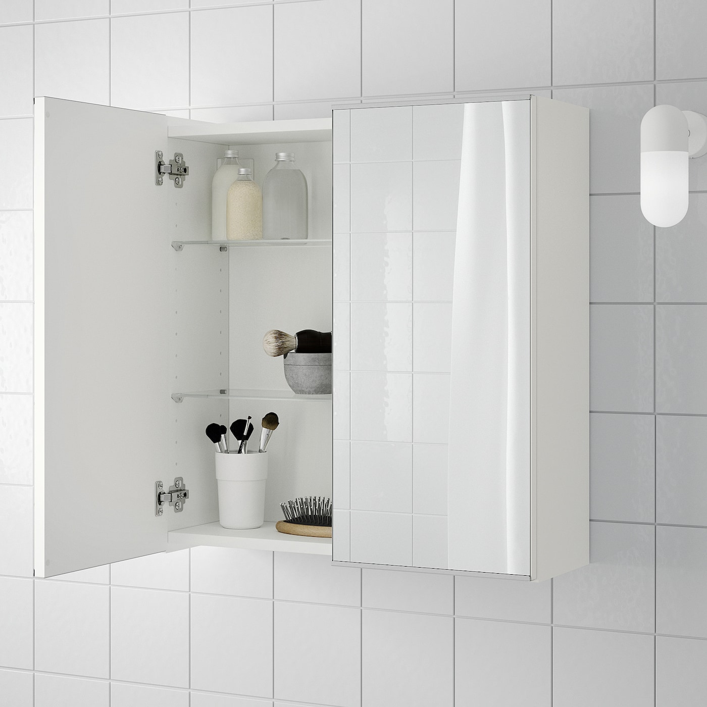 ЛИЛЛОНГЕН зеркальный шкаф с 2 дверцами белый60x21x64 см