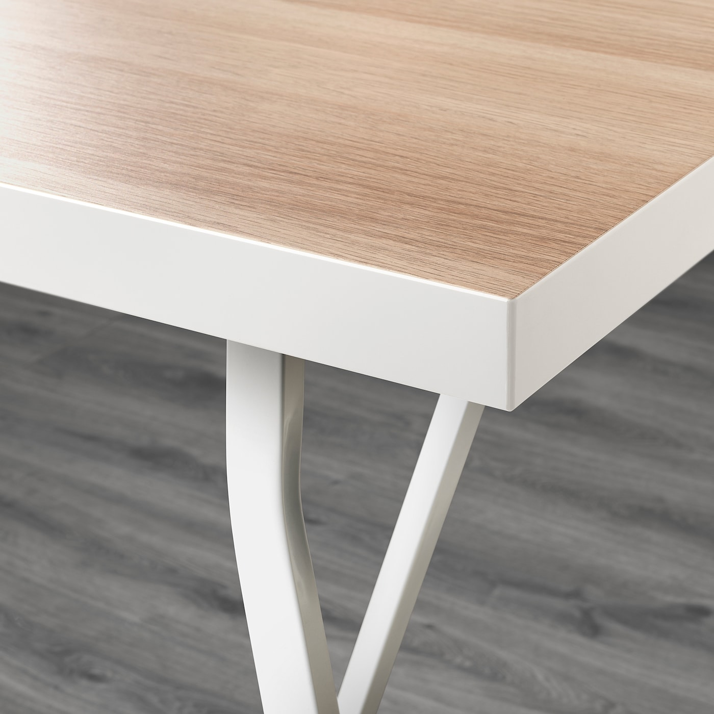 ЛИННМОН / Алекс стол, белый под беленый дуб, белый, 120x60 см