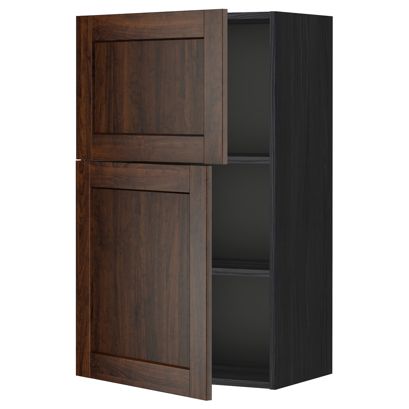 Высокий шкаф с полками/2 дверцы, белый/Эдсерум коричневый60x60x220 см