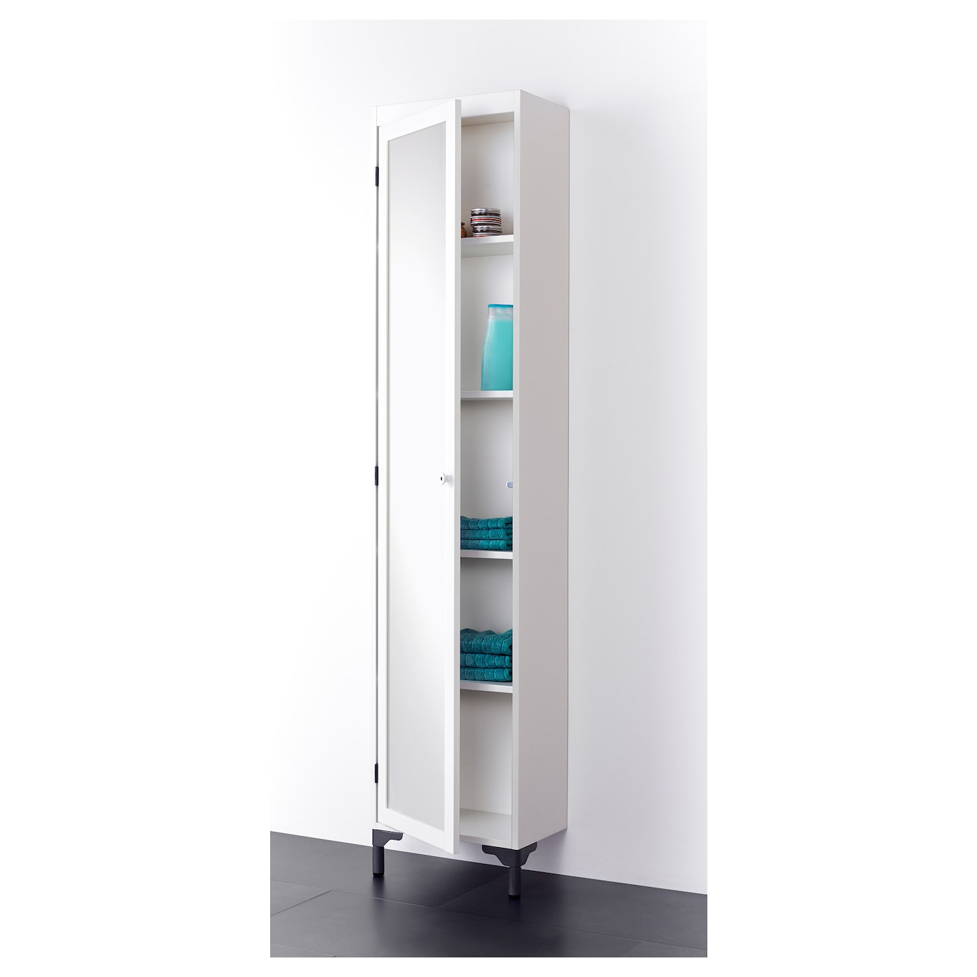 ЛИЛЛОНГЕН высокий шкаф с зеркальной дверцей, белый, 30x21x179 см