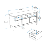ИКЕА ХЕМНЭС / САГА тумба 3 ящика белая/ясень RU