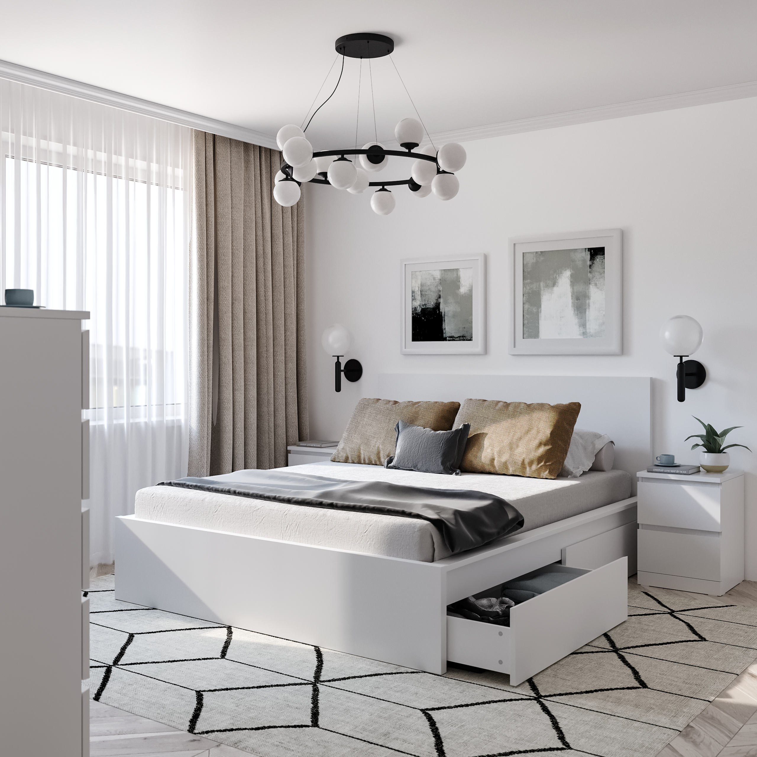 S00968 Варма Сэнг 160 кровать 176х208х100/38, белый — изображение 4