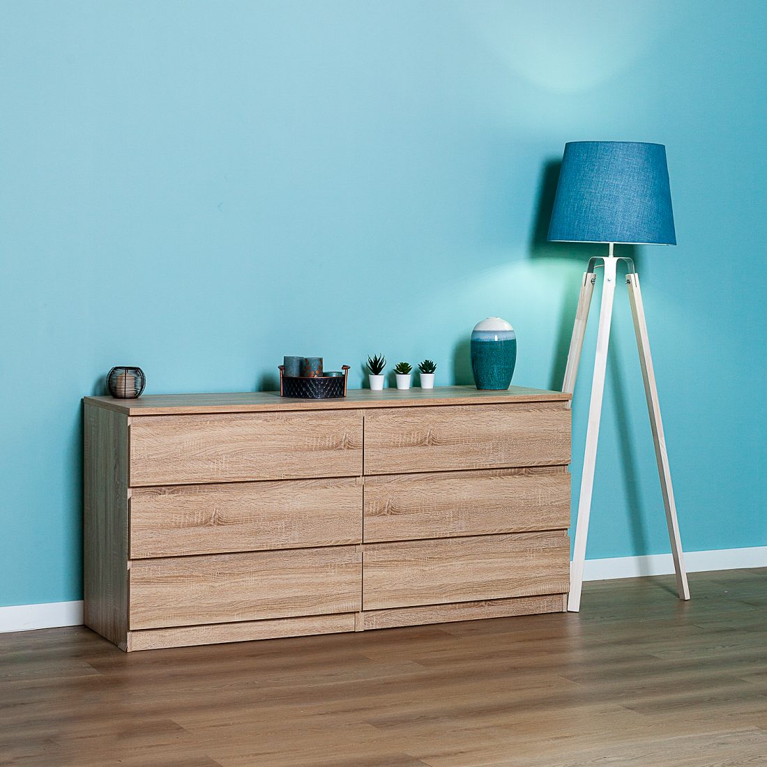 Комод МАЛЬТА длинный с шестью выдвижными ящиками, цвет Дуб Сонома — изображение 3